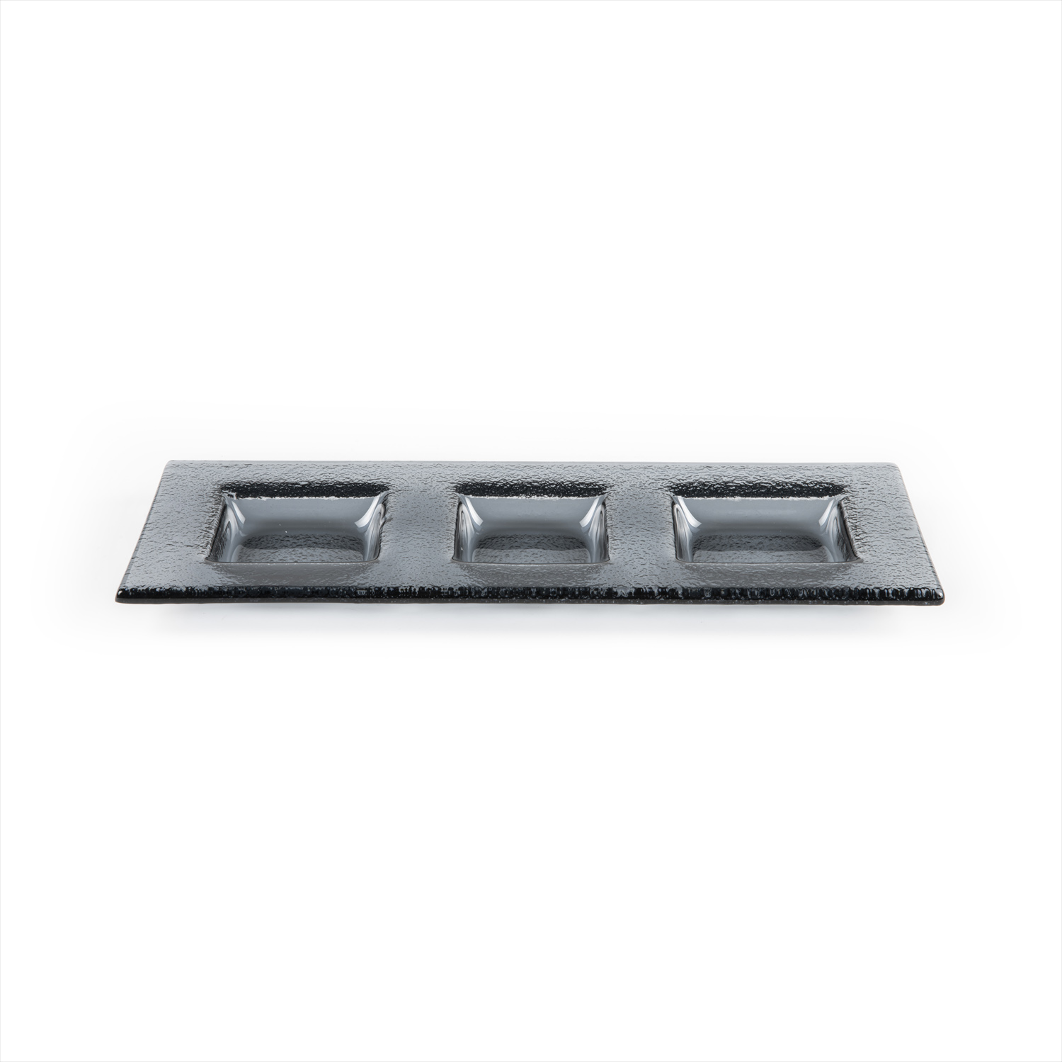 Fusion Glass Sectional Plate Charcoal Rectangular 11.75″ x 4.5″ x 0.75″  7 oz. CasePack:12