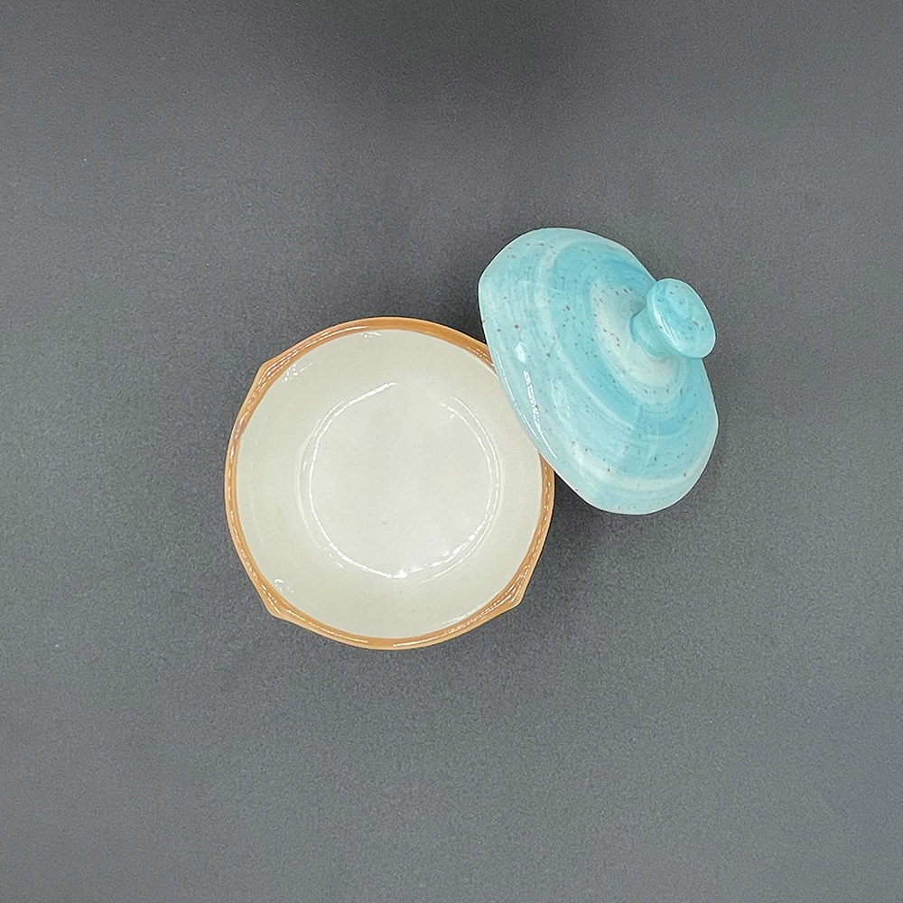 Aqua Porcelain Sugar Bowl Blue Round 3.5″ x 3.5″ x 2″  CasePack:12