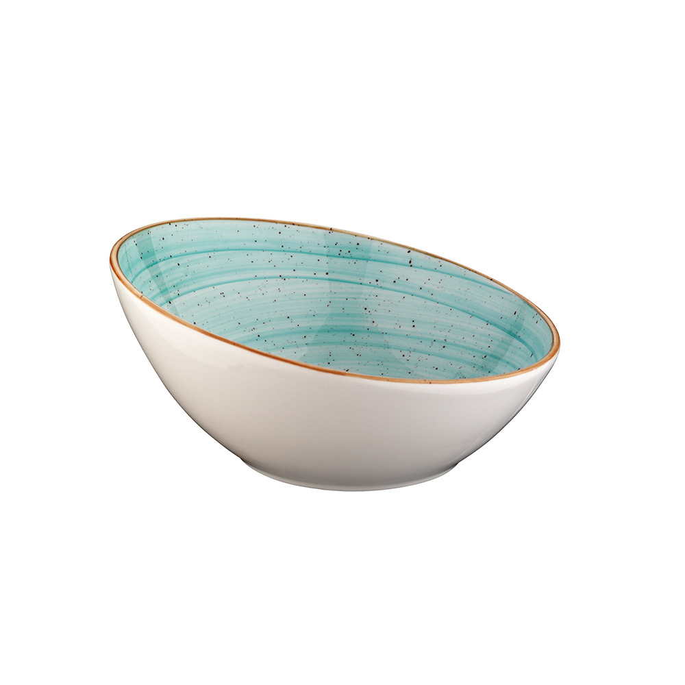 Aqua Porcelain Slanted Bowl Round